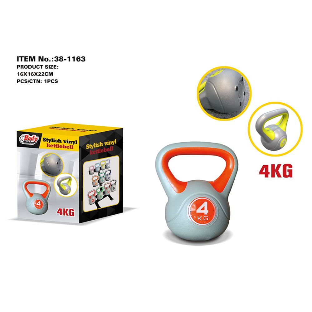 Body Builder - Cement Plastic Kettlebell Dumbbell 4KG - Assorted