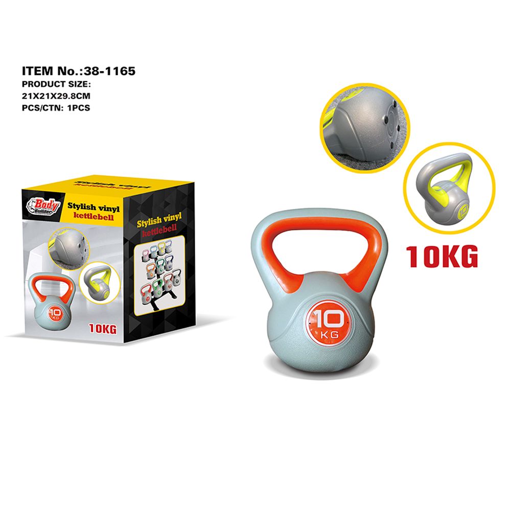 Body Builder - Cement Plastic Kettlebell Dumbbell 10KG - Assorted