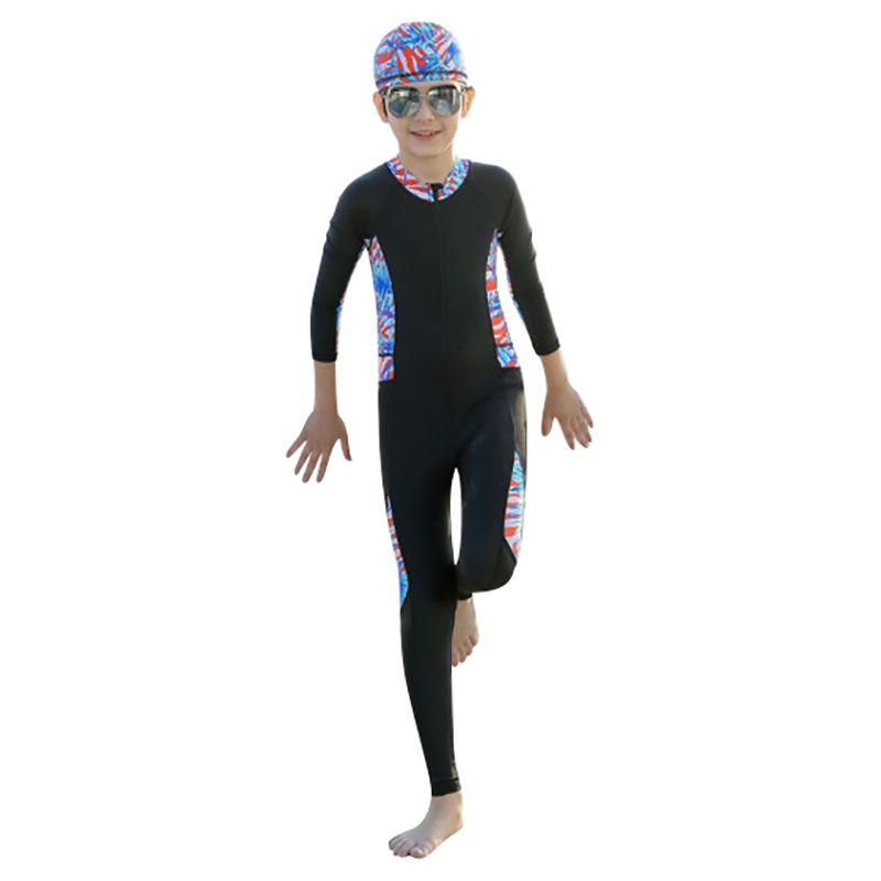 Swim Life - Children Swimming Suit With Cap - Black