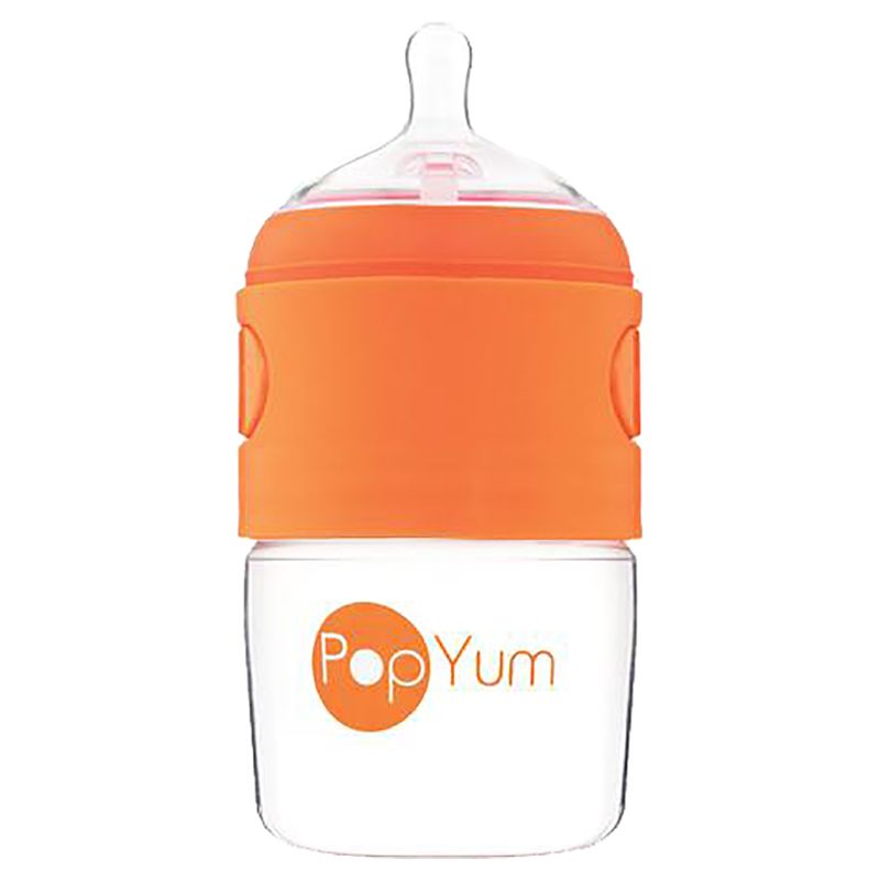 PopYum - 150ml Dispenser Baby Bottle - Orange/Clear