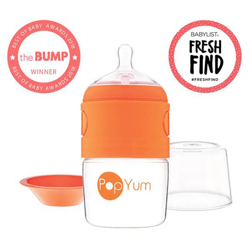 PopYum - 150ml Dispenser Baby Bottle - Orange/Clear