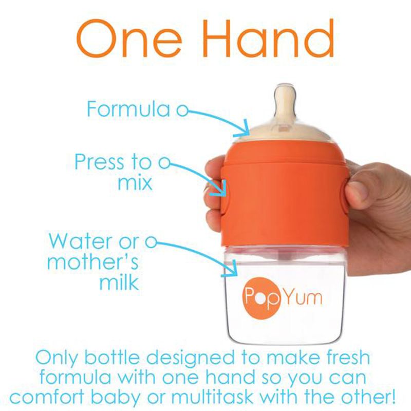 PopYum - 150ml Dispenser Baby Bottle - Orange/Clear