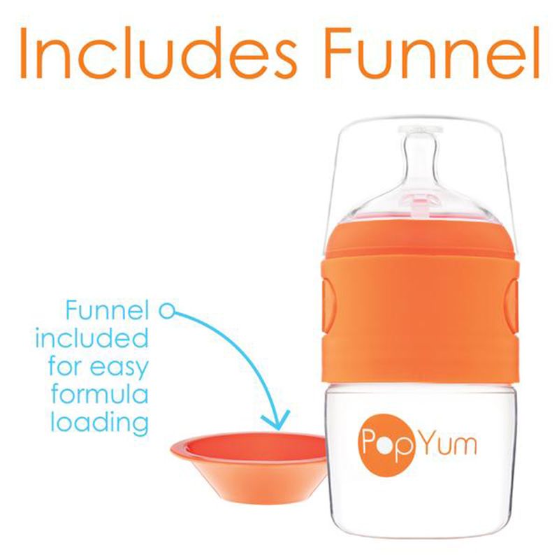 PopYum - 150ml Dispenser Baby Bottle - Orange/Clear