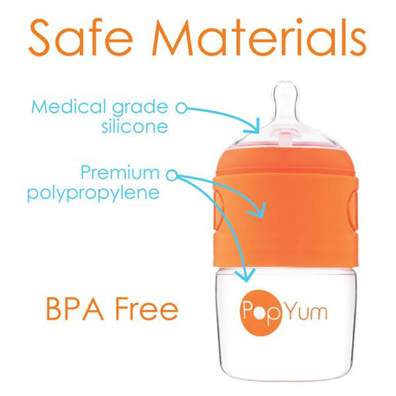 PopYum - 150ml Dispenser Baby Bottle - Orange/Clear