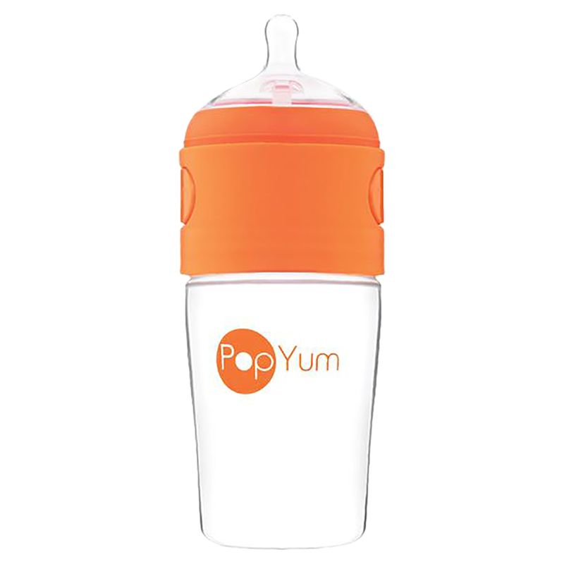 PopYum - 260ml Dispenser Baby Bottle - Orange/Clear