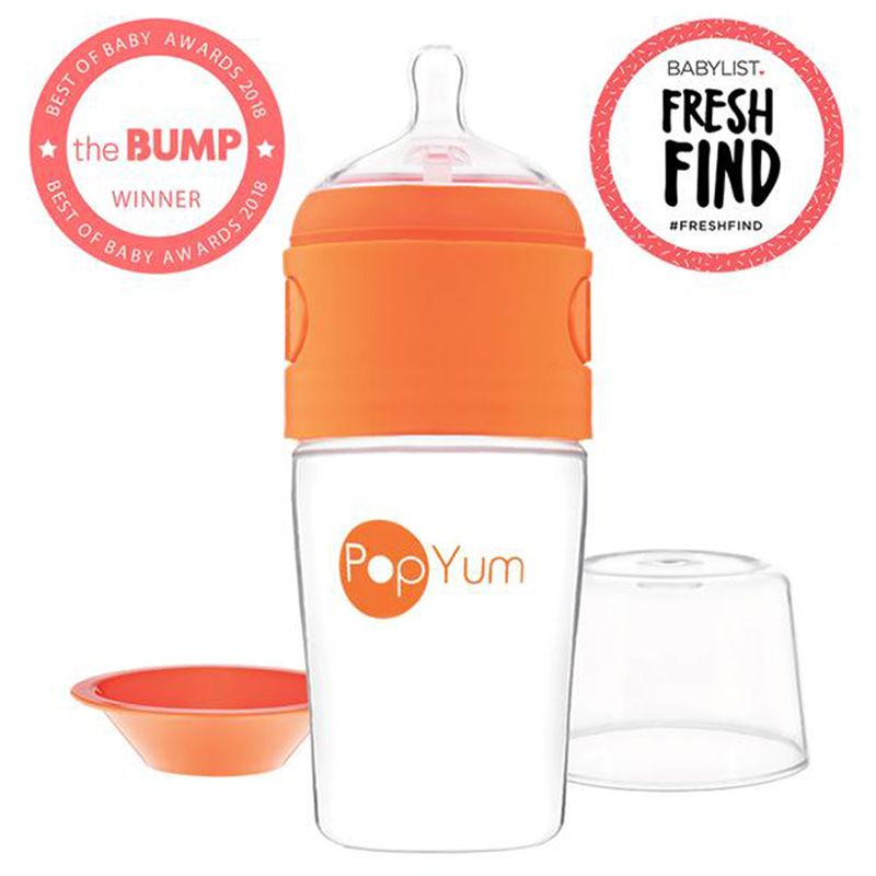 PopYum - 260ml Dispenser Baby Bottle - Orange/Clear