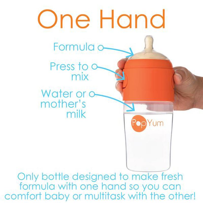 PopYum - 260ml Dispenser Baby Bottle - Orange/Clear