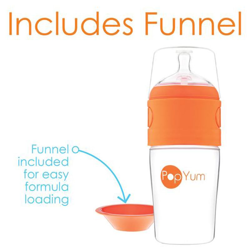 PopYum - 260ml Dispenser Baby Bottle - Orange/Clear