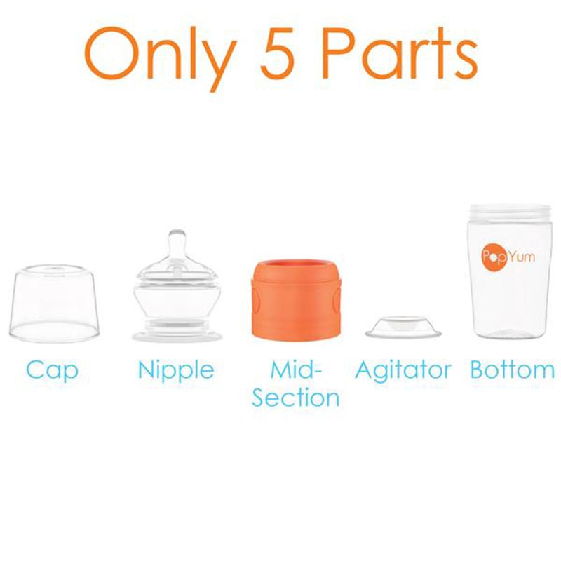 PopYum - 260ml Dispenser Baby Bottle - Orange/Clear