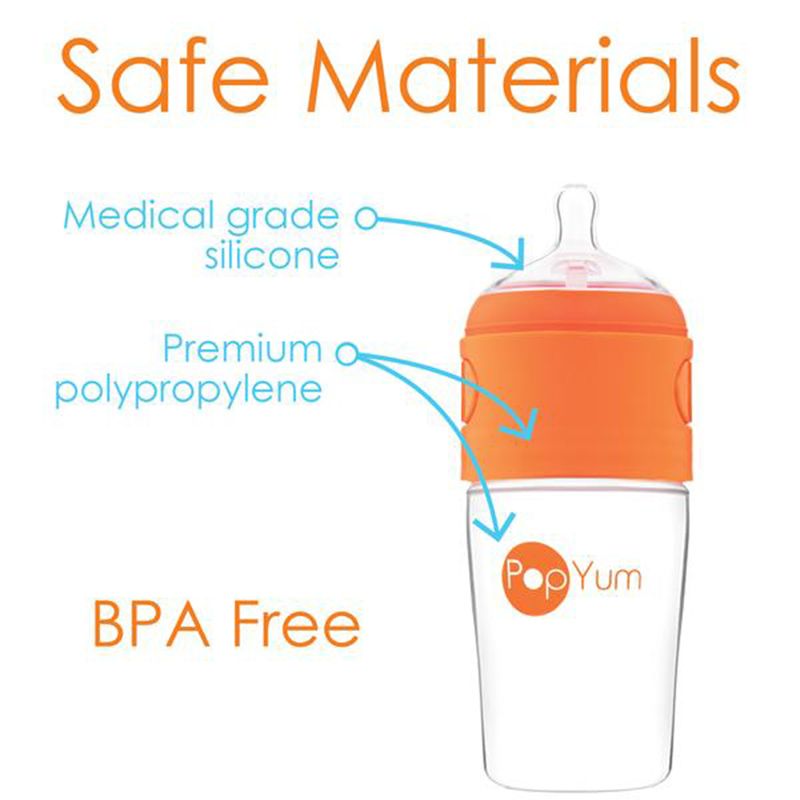 PopYum - 260ml Dispenser Baby Bottle - Orange/Clear