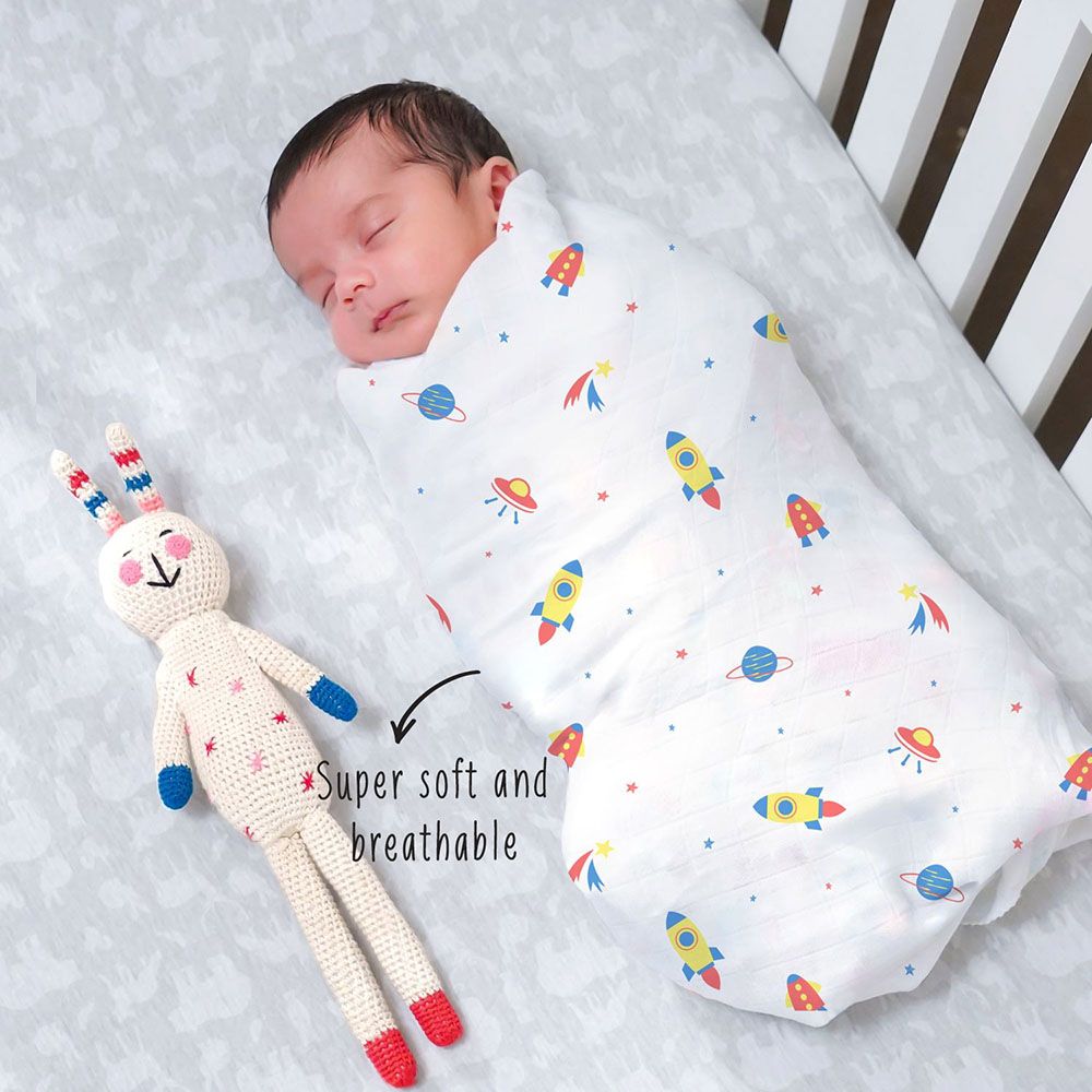 Rabitat - Pamper Soft Bamboo Swaddle - Space Rocket