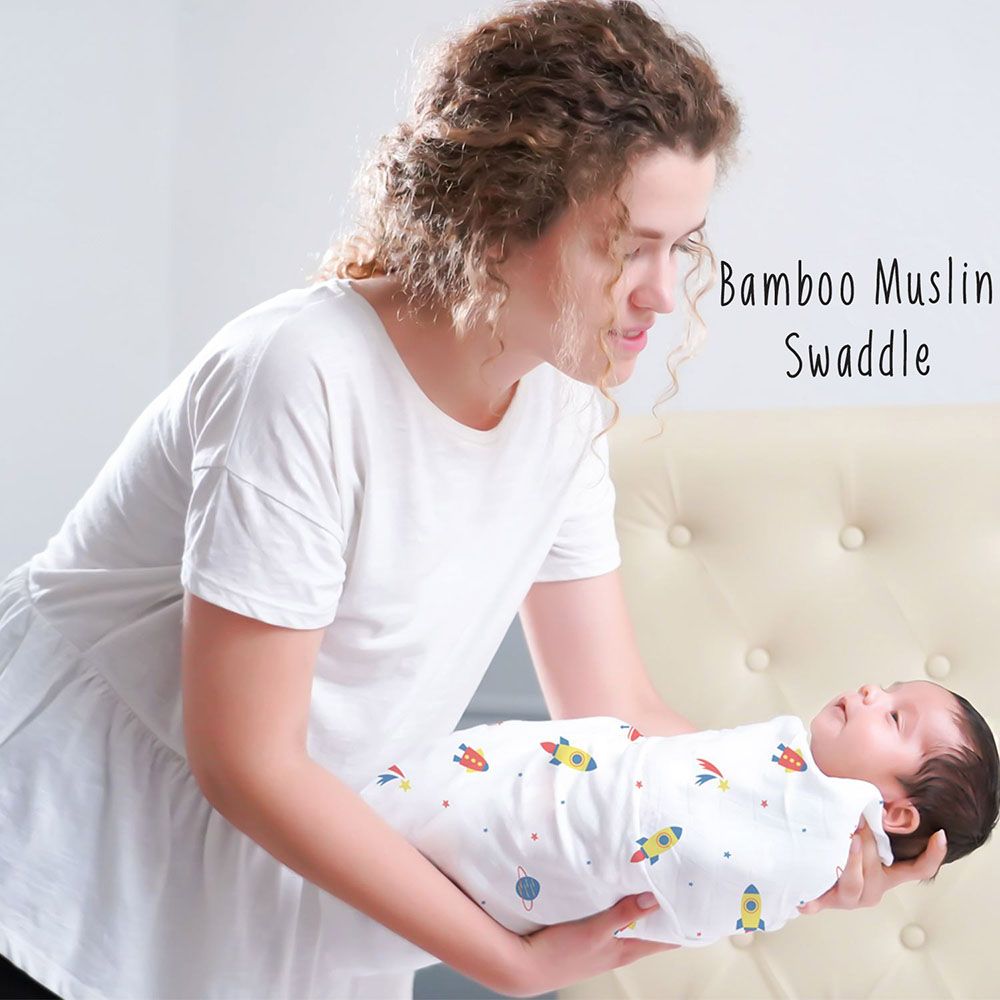 Rabitat - Pamper Soft Bamboo Swaddle - Space Rocket