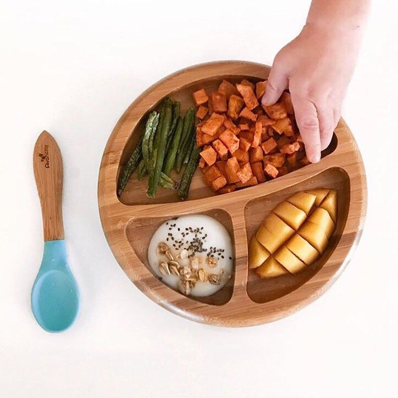 Avanchy - Bamboo Suction Classic Plate + Spoon - Blue