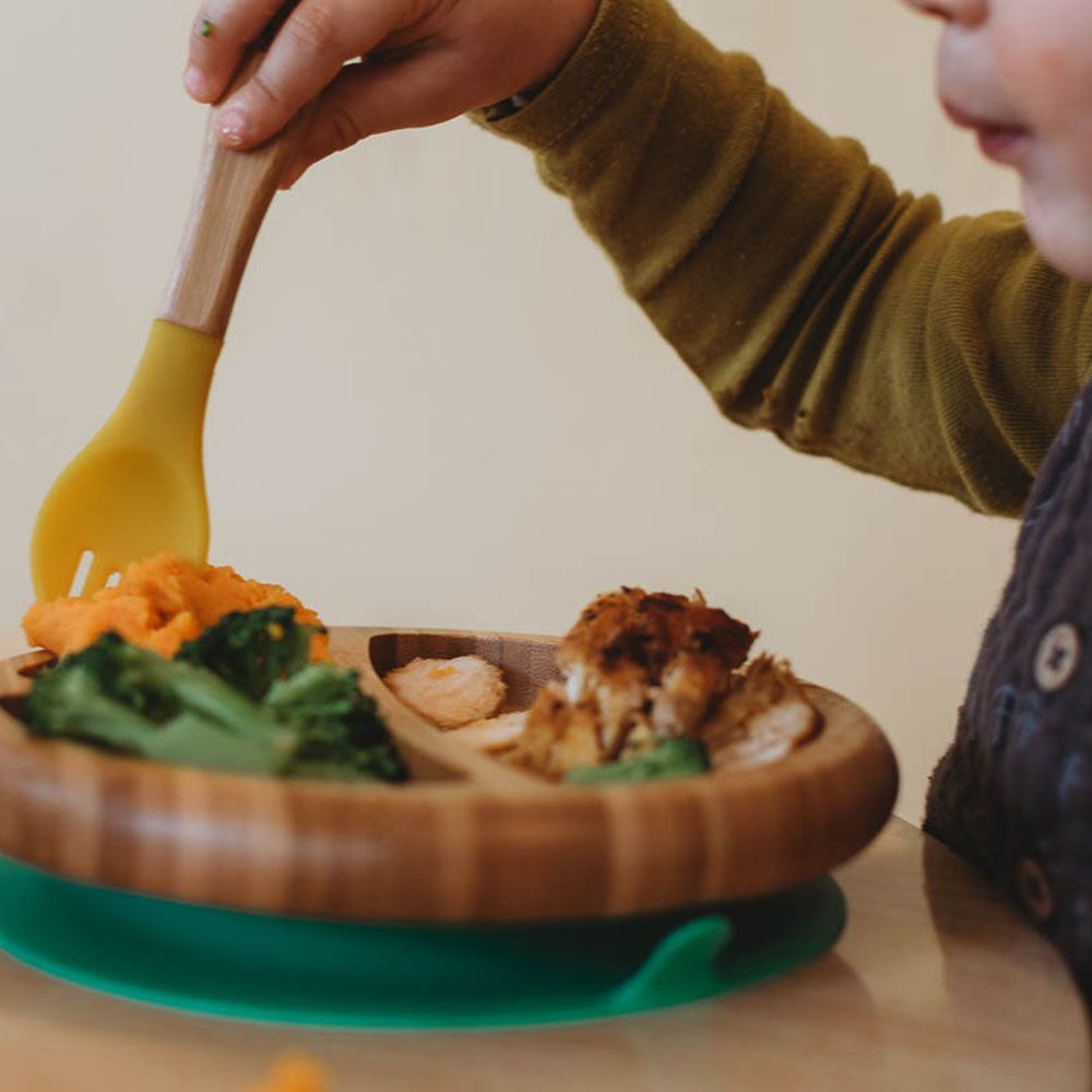 Avanchy - Bamboo Suction Classic Plate + Spoon - Green