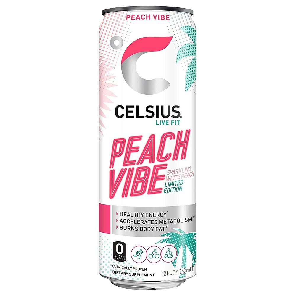 Celsius - Peach Vibe Fitness Drink 355ml - Pack of 12