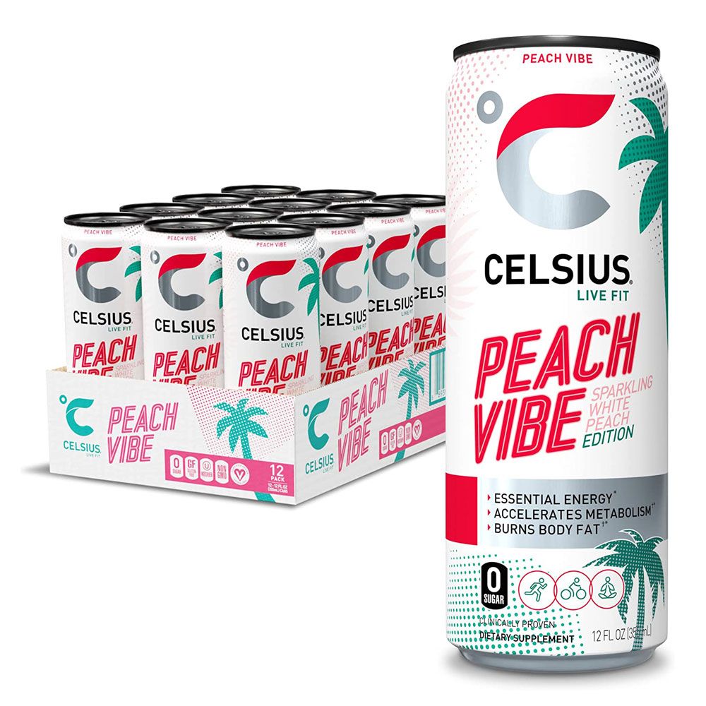 Celsius - Peach Vibe Fitness Drink 355ml - Pack of 12