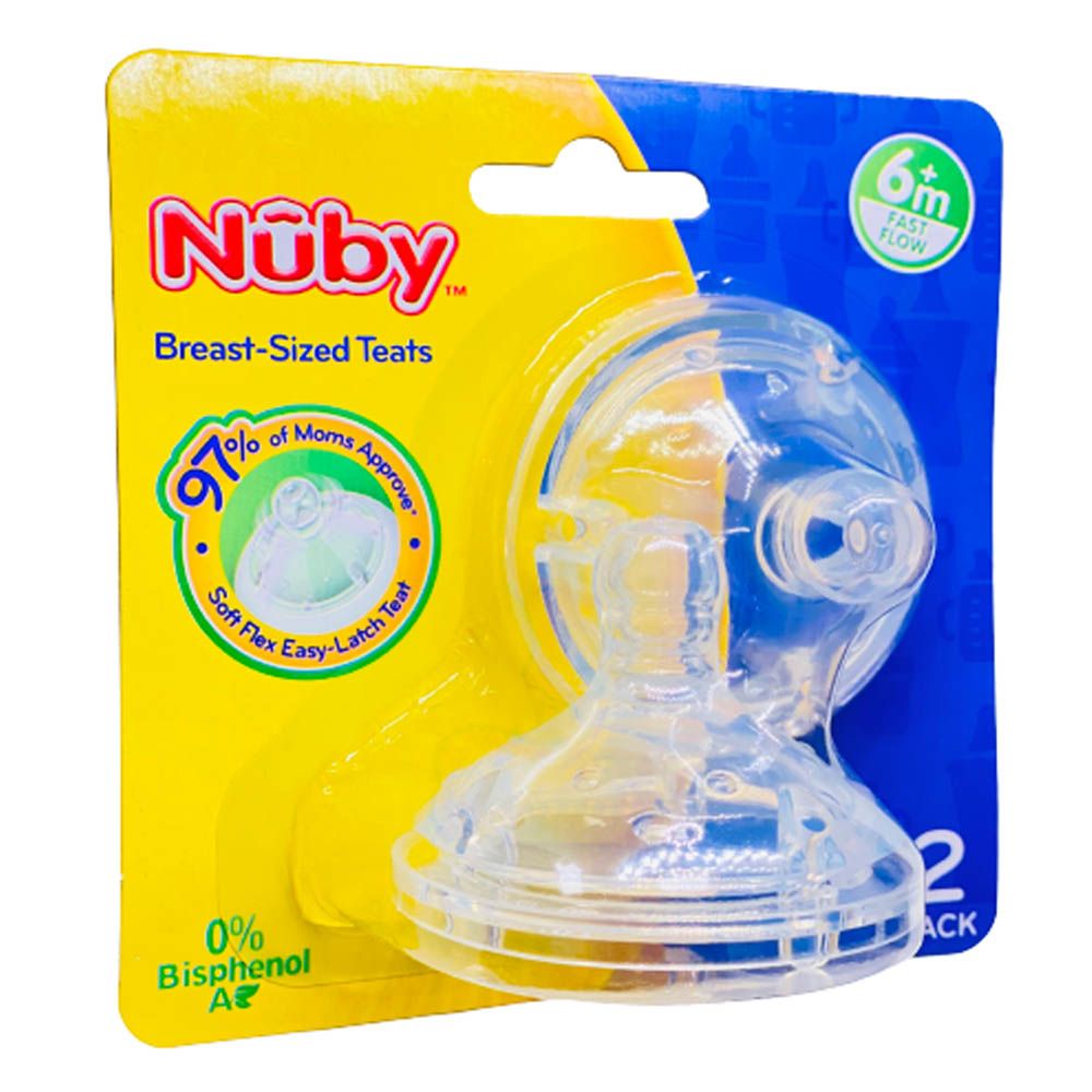 Nuby - Silicone Replacement Fast Flow Nipples - Pack of 2