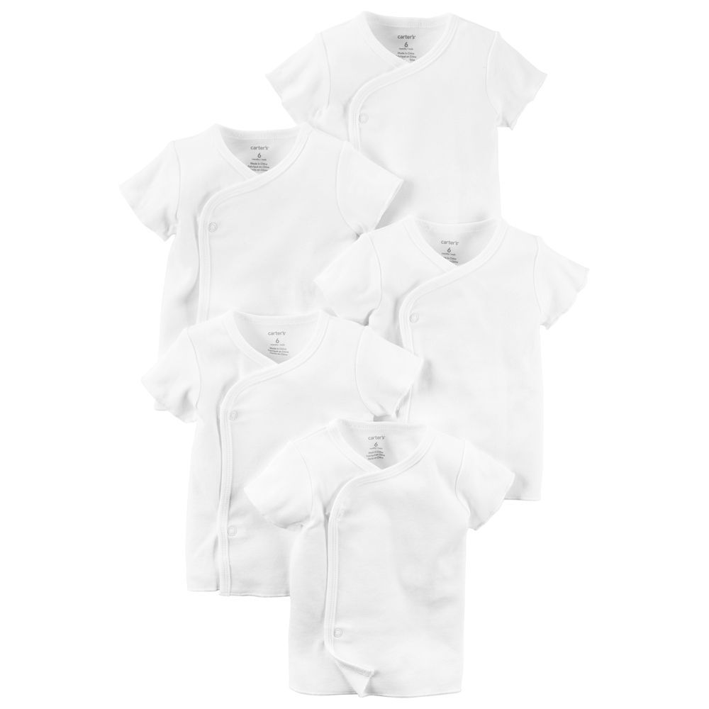 Carters - 5pc-Set - Side-Snap Tees - White