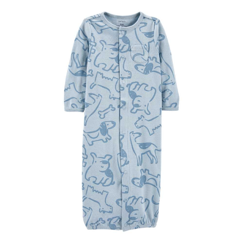 Carter's - 3pc-Set - Converter Printed Gown, Cap & Socks - Blue