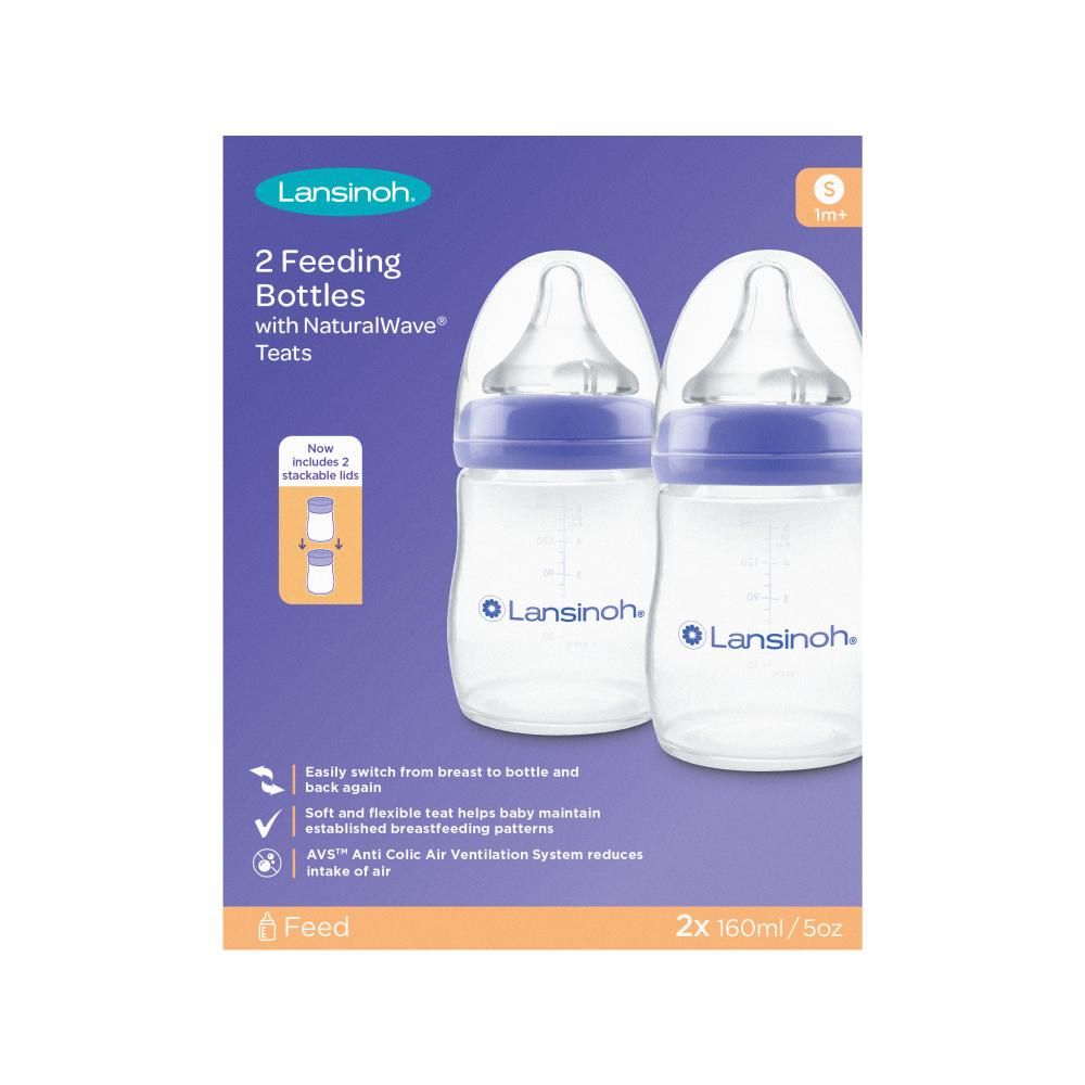 Lansinoh - Feeding Bottle W/ Natural Wave Teat 160ml - Pack of 2