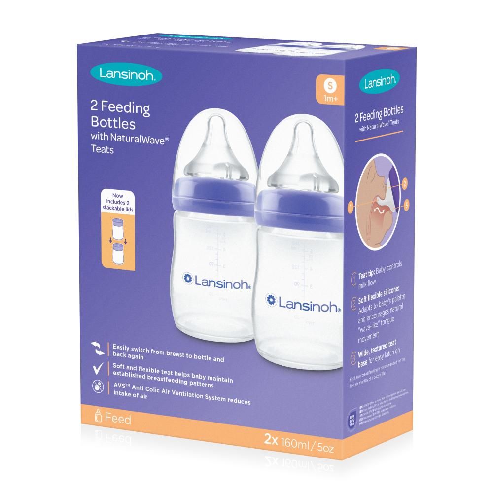 Lansinoh - Feeding Bottle W/ Natural Wave Teat 160ml - Pack of 2