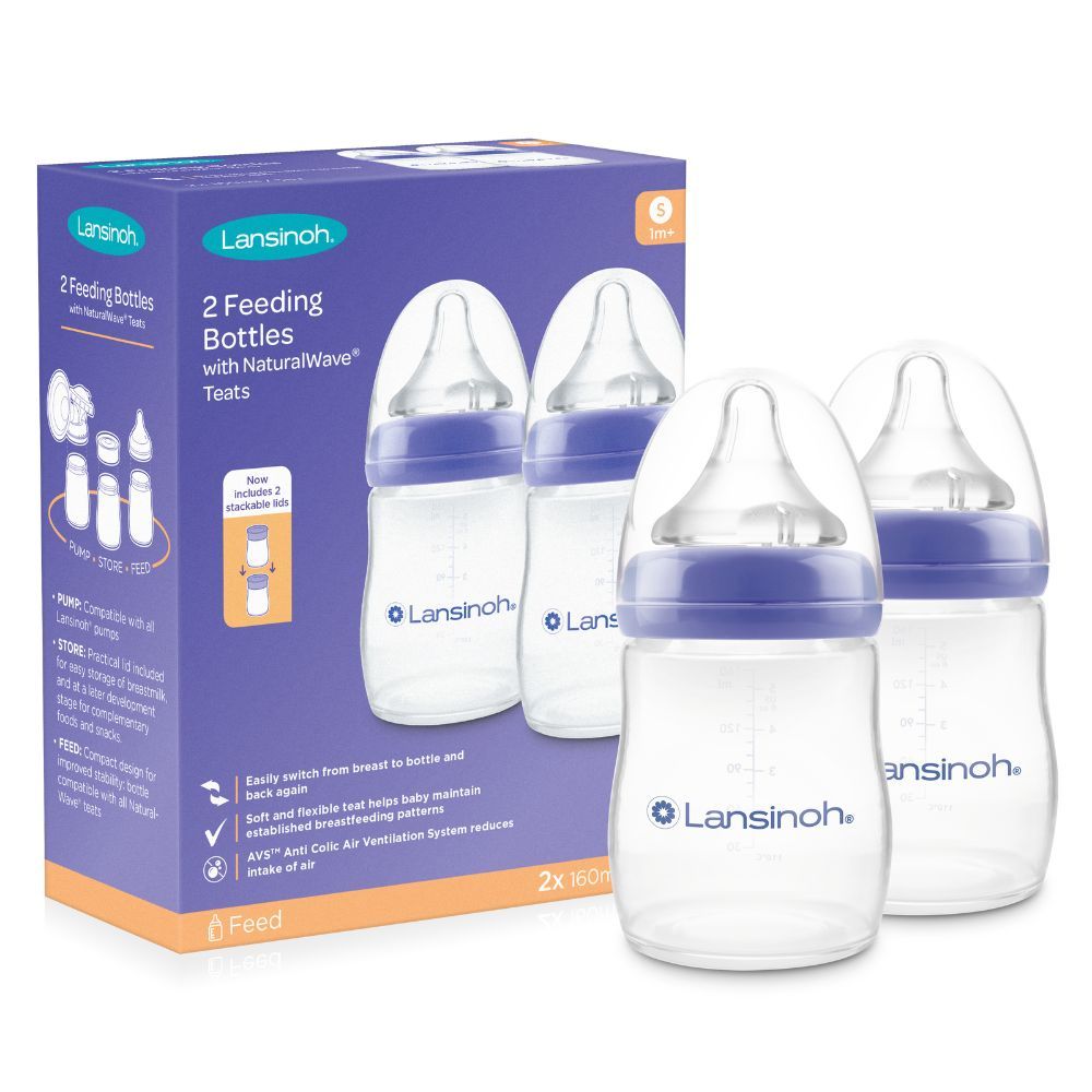 Lansinoh - Feeding Bottle W/ Natural Wave Teat 160ml - Pack of 2