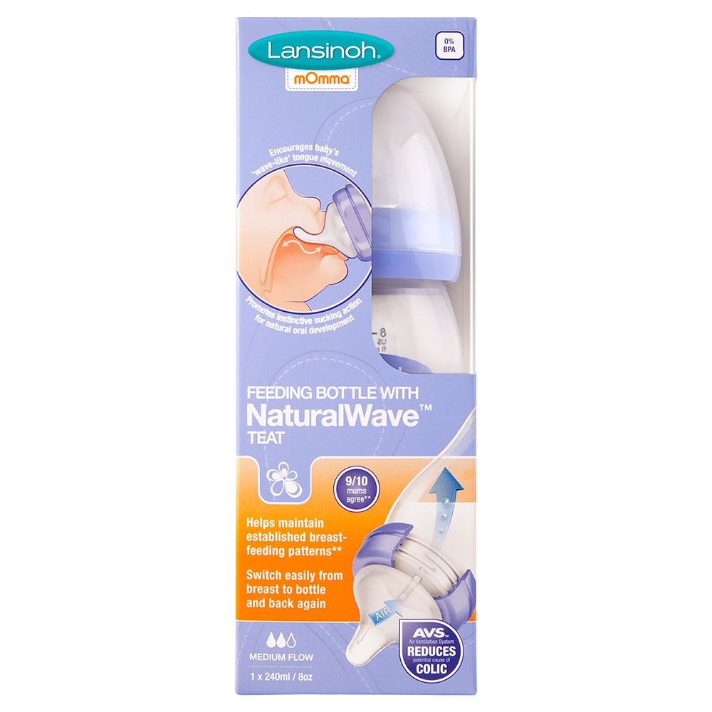 Lansinoh - Feeding Bottle 240ml With Natural Wave Teat