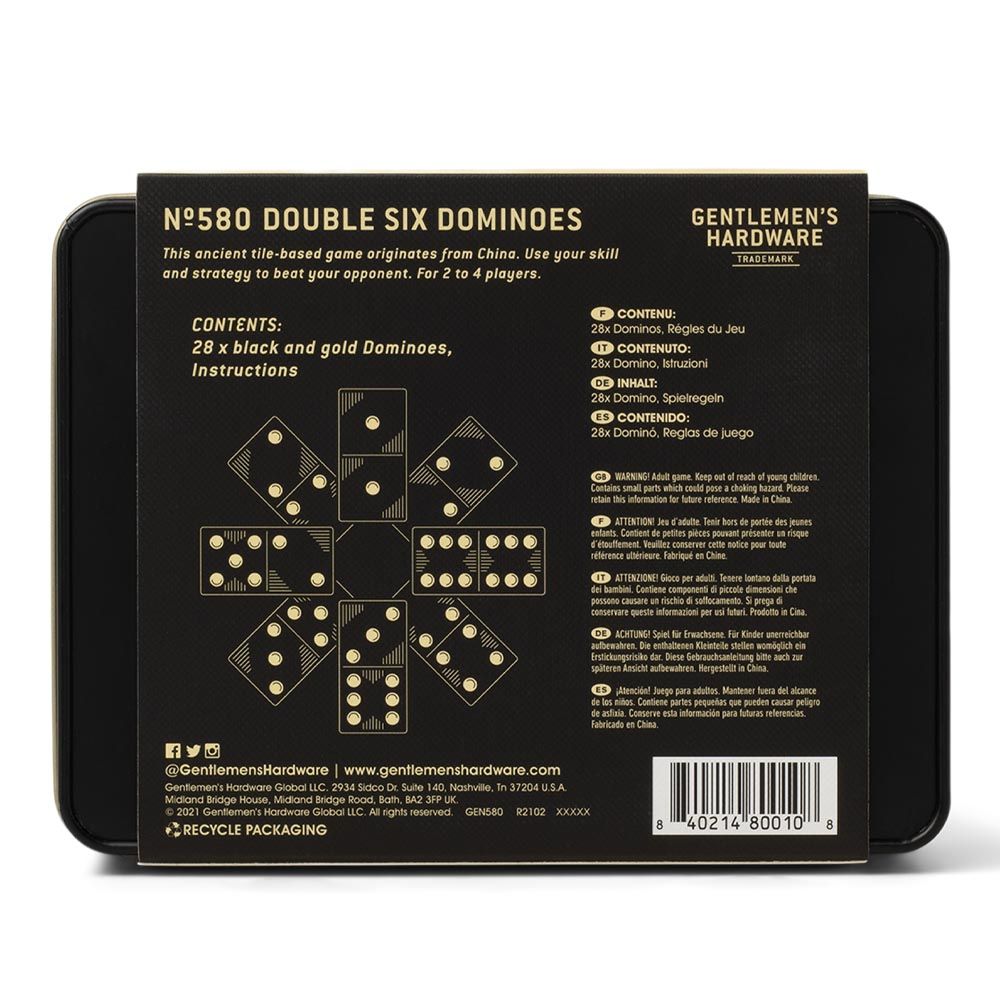 Gentlemen's Hardware - Double Six Dominoes - Black