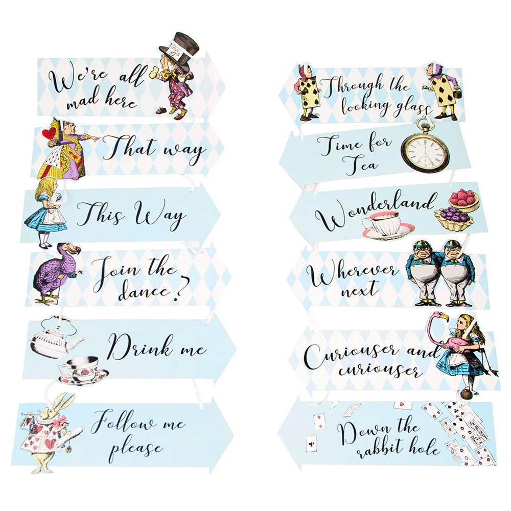 Talking Tables - Truly Alice Most Curious Paper Party Signs - 12pcs