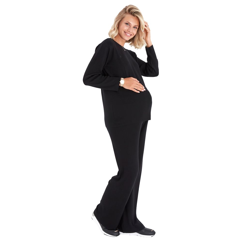 Accouchee - 2pc Knitwear Set Pregnancy/Breastfeeding - Black