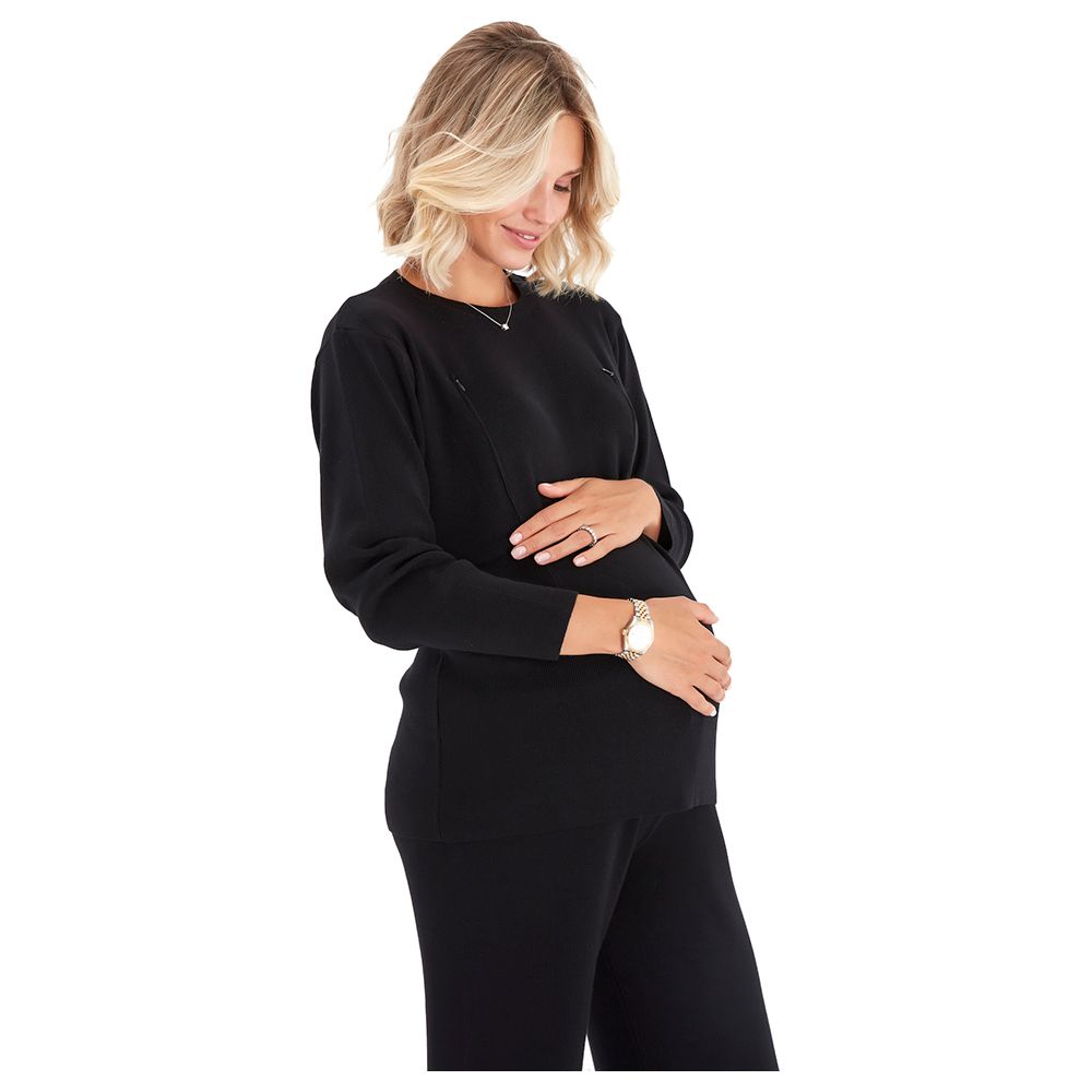 Accouchee - 2pc Knitwear Set Pregnancy/Breastfeeding - Black