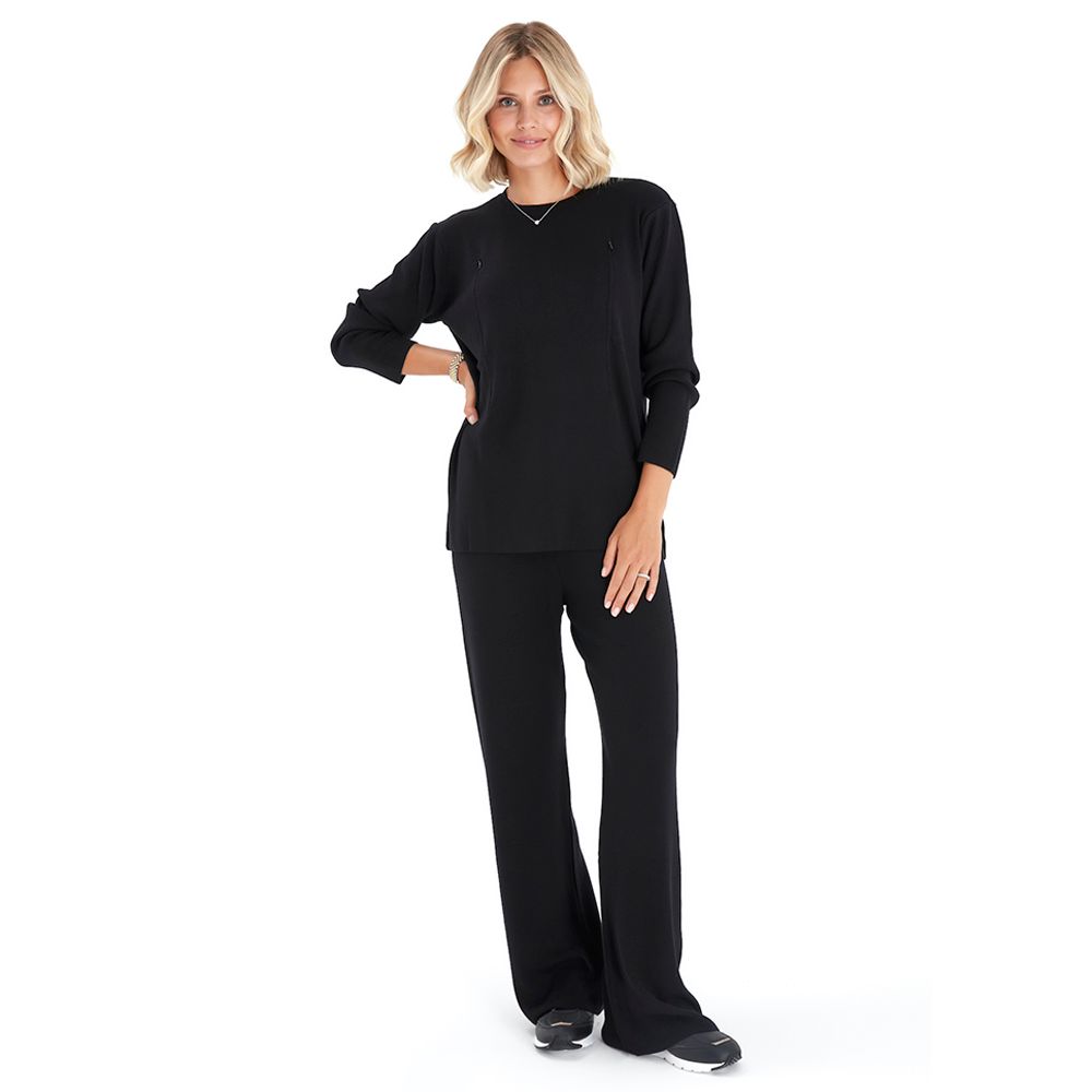 Accouchee - 2pc Knitwear Set Pregnancy/Breastfeeding - Black