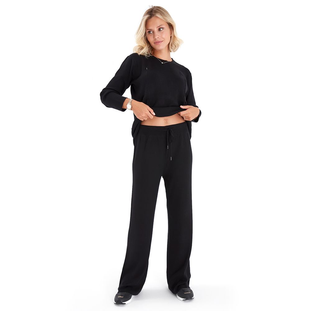 Accouchee - 2pc Knitwear Set Pregnancy/Breastfeeding - Black