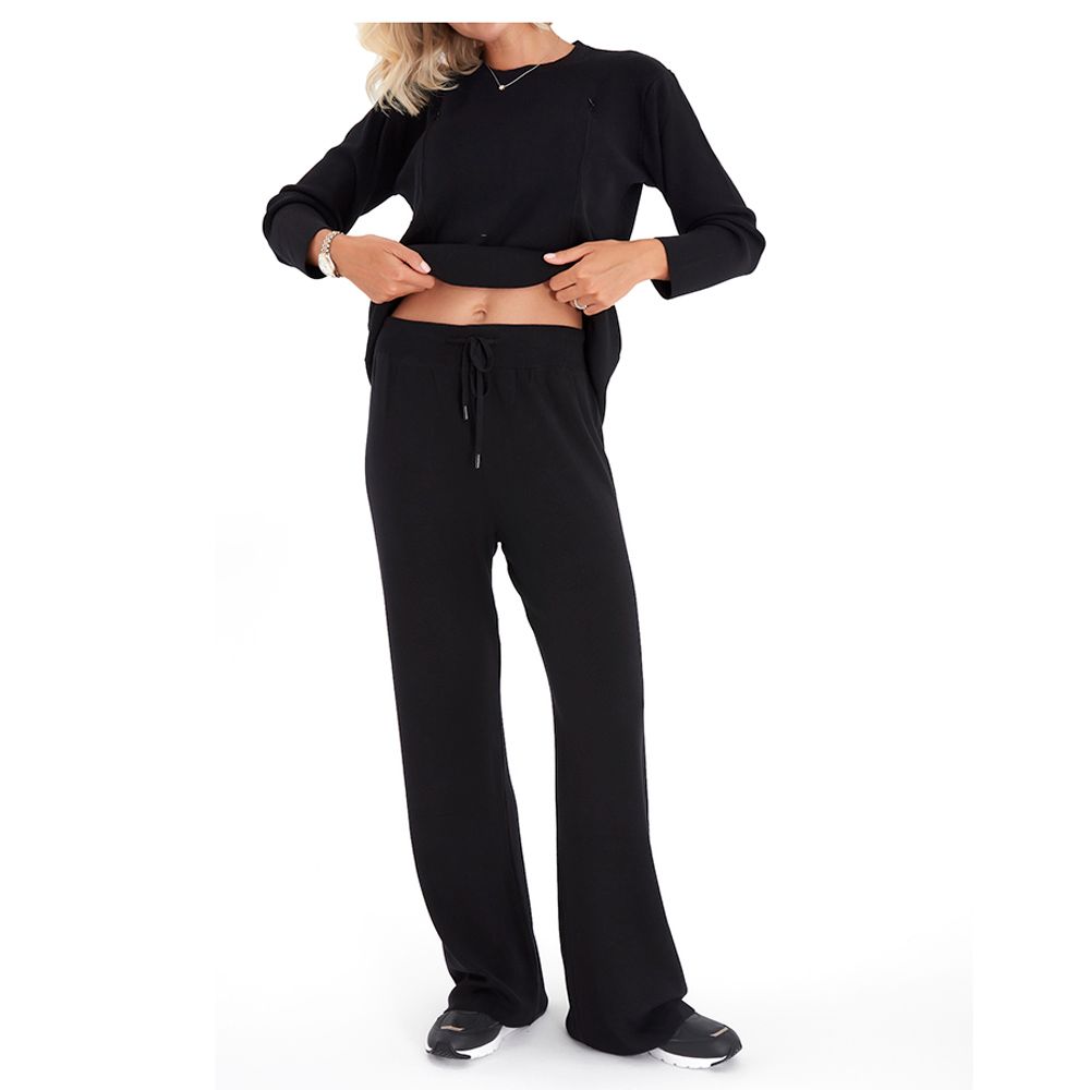 Accouchee - 2pc Knitwear Set Pregnancy/Breastfeeding - Black