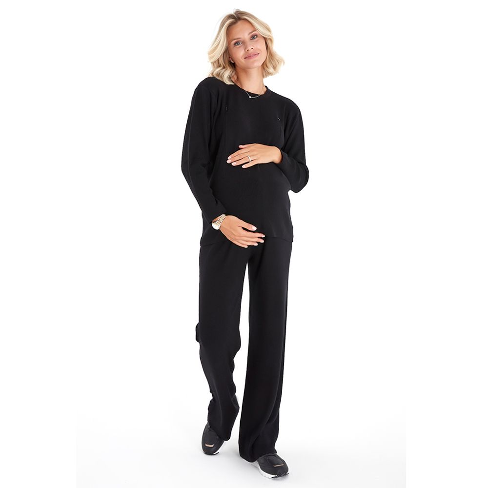 Accouchee - 2pc Knitwear Set Pregnancy/Breastfeeding - Black