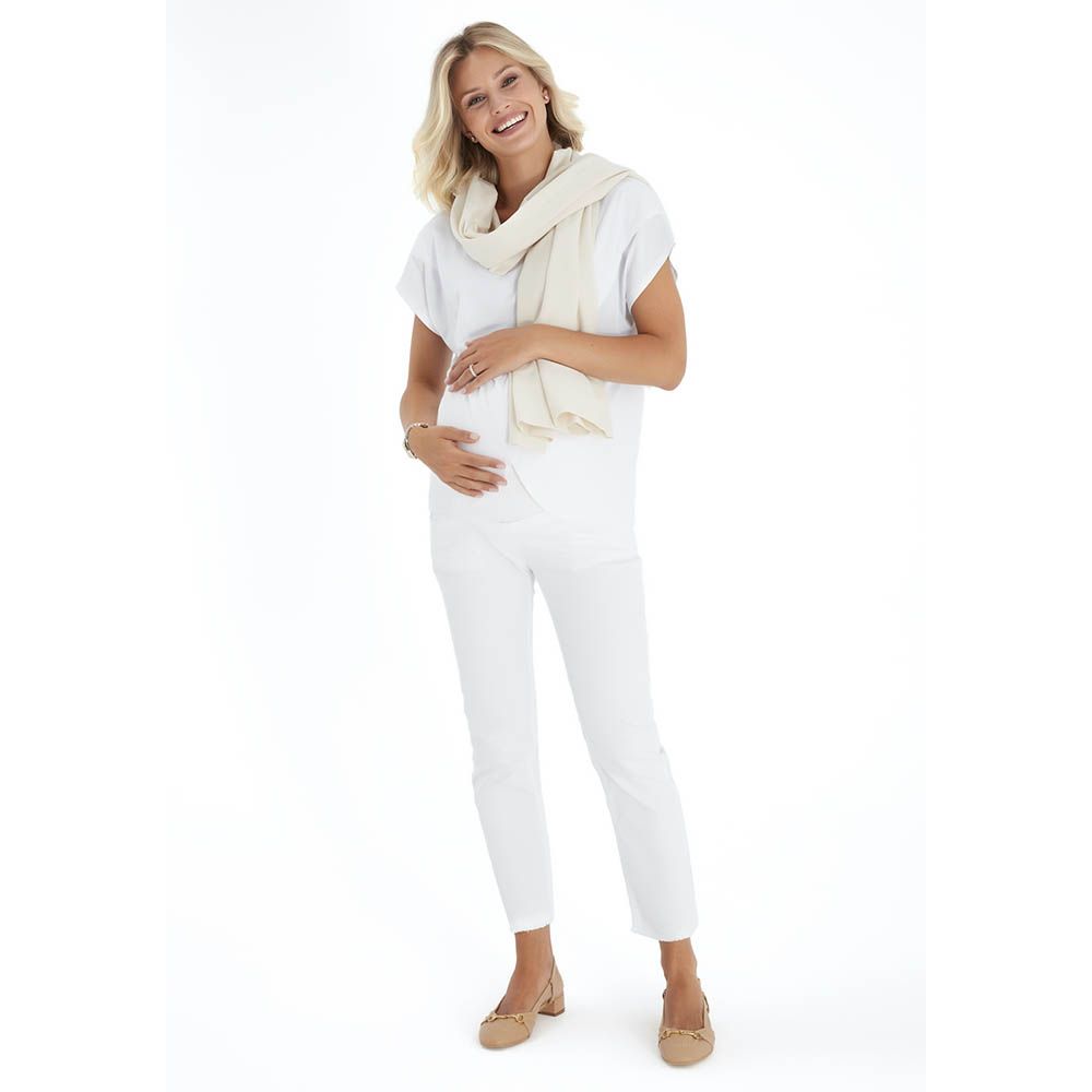 Accouchee - Graceful Non-Denim Maternity Pants - White