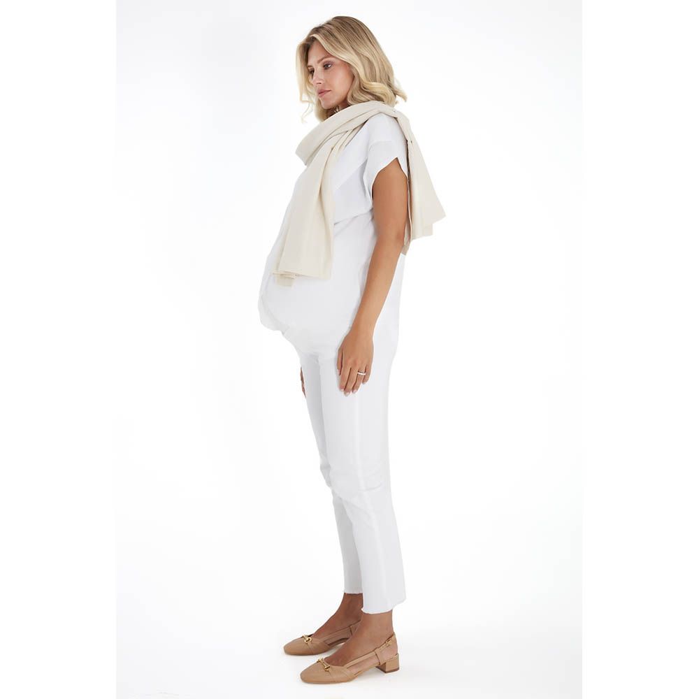 Accouchee - Graceful Non-Denim Maternity Pants - White