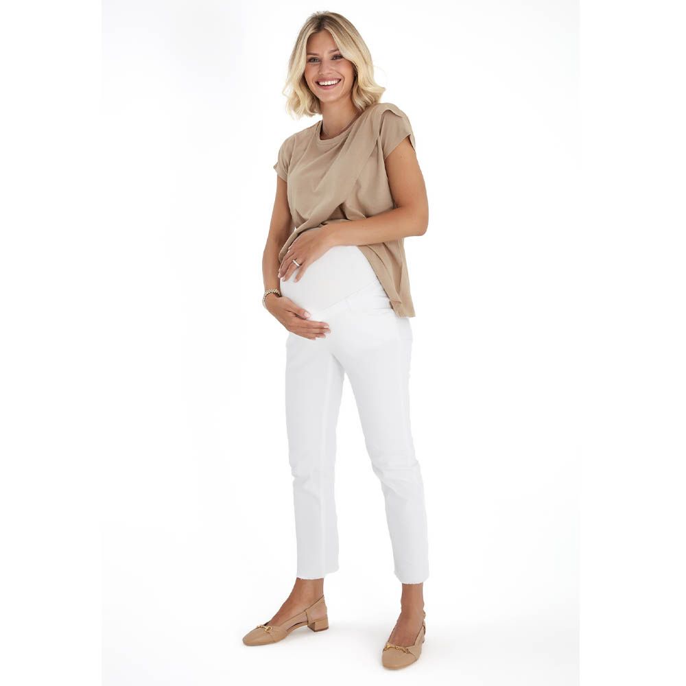 Accouchee - Graceful Non-Denim Maternity Pants - White