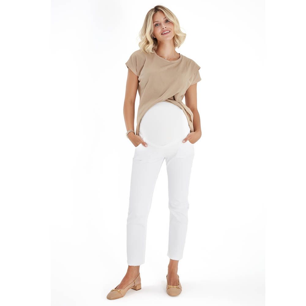 Accouchee - Graceful Non-Denim Maternity Pants - White