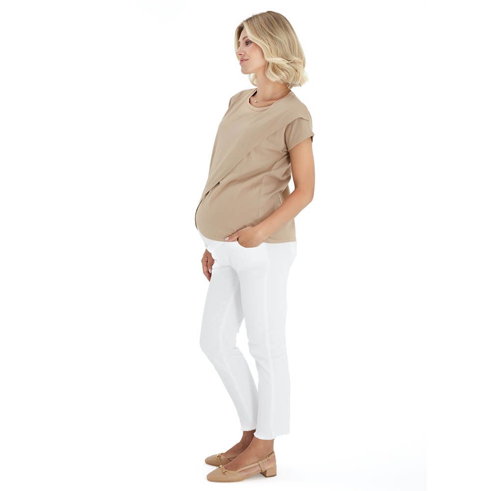 Accouchee - Graceful Non-Denim Maternity Pants - White