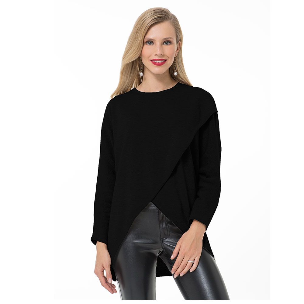 Accouchee Loose Knitwear for Pregnancy/Breastfeeding - Black