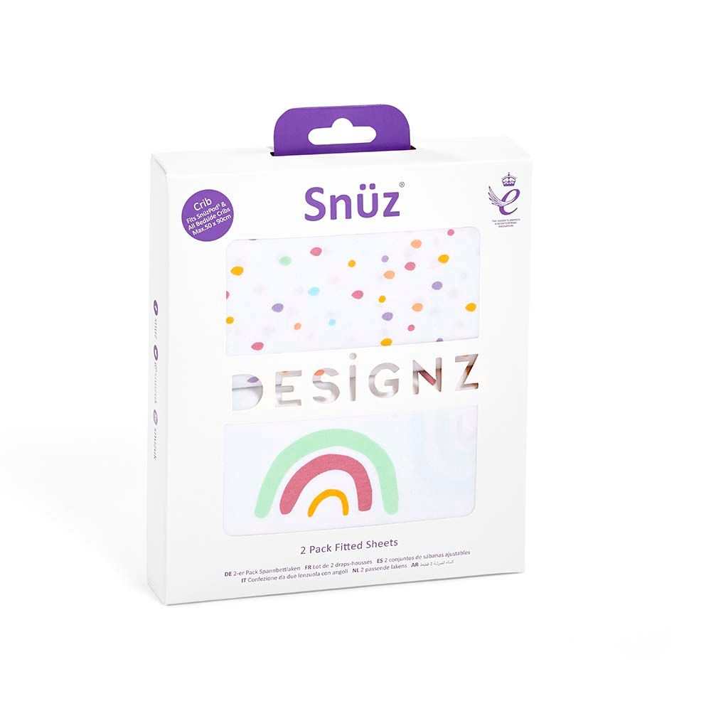 Snuz - SnuzPod Crib Fitted Sheets Pack of 2 - Colour Rainbow