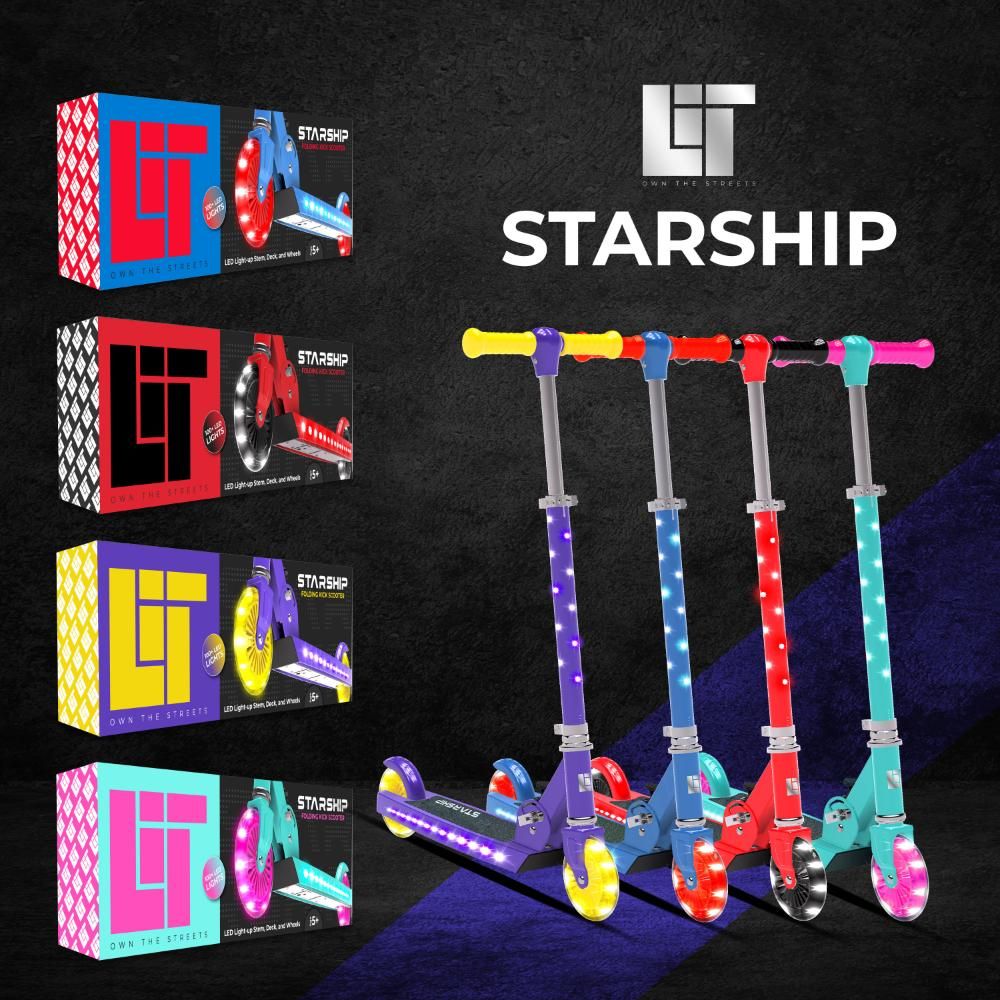 Spartan - Lit Starship LED Light-Up Kick Scooter - Candy Red