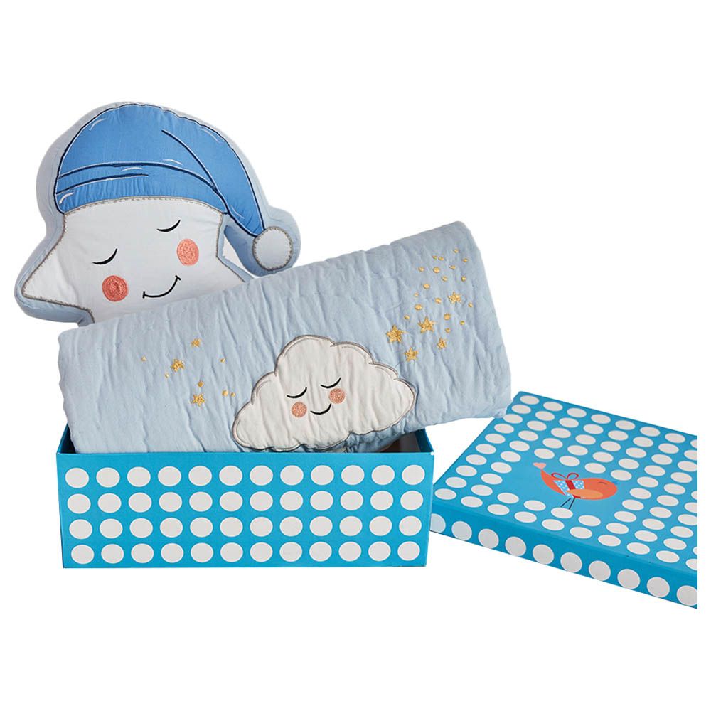 Little West Street - "Snuggle Time" Set w/ Quilt - Blue