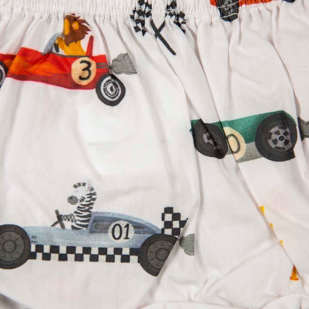 Little West Street - Racing Cars Reusable Diaper Cover White