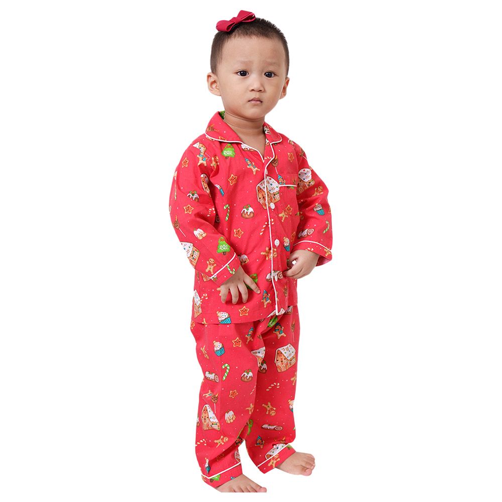 Little West Street - Sweet Christmas Pajama Set - Red