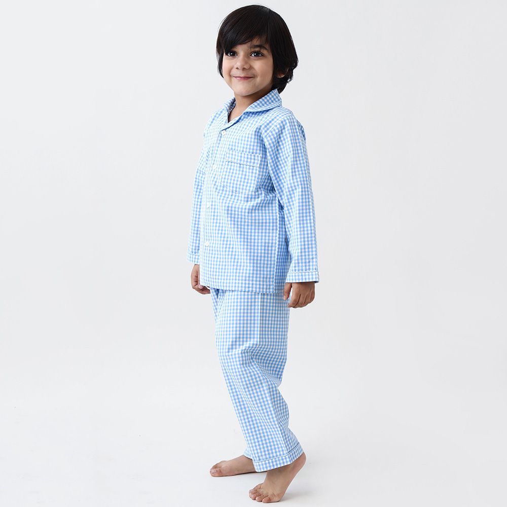 Little West Street - Classic Blue Gingham Pajama Set