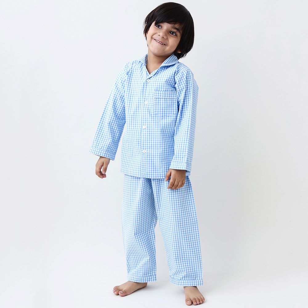 Little West Street - Classic Blue Gingham Pajama Set