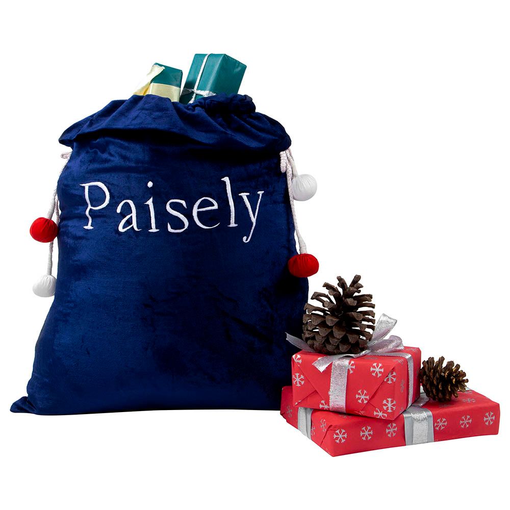 Little West Street - Navy Velvet Luxe Santa Sack