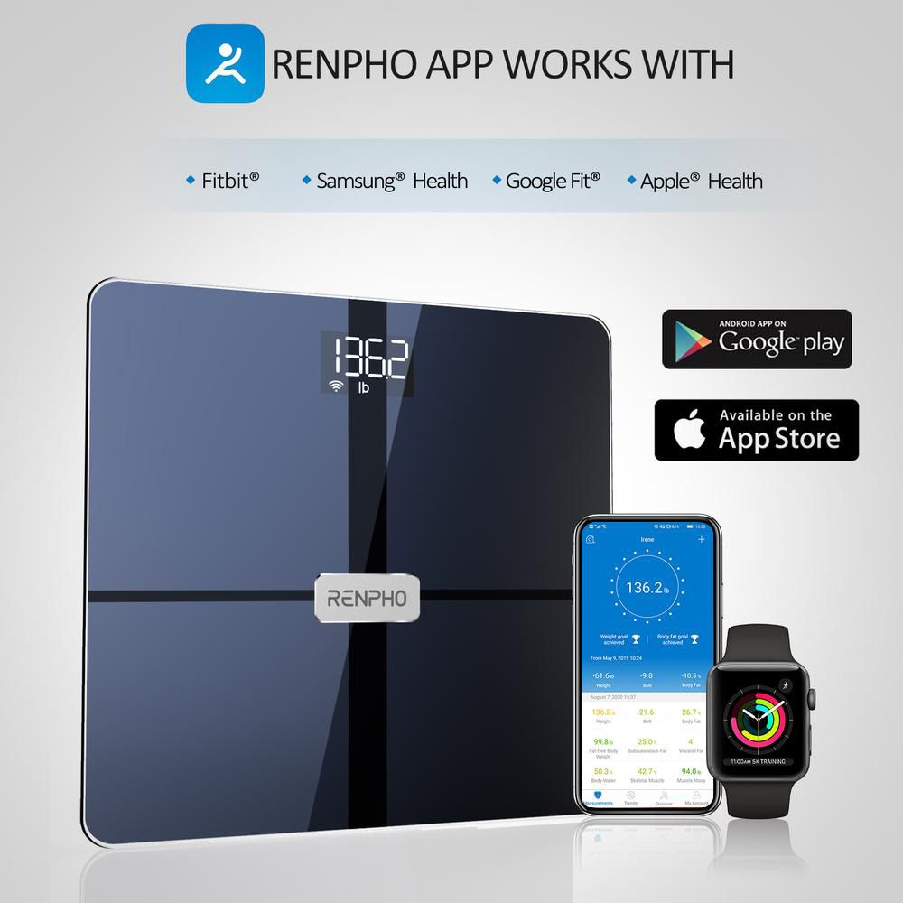 Renpho - Premium Wi-Fi Bluetooth Body Scale - Elise Aspire - Black